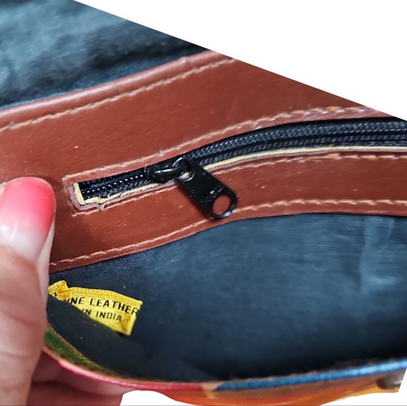 Vintage Leather Made in India Three Piece Clutch Wallet and Coin Purse Key Chain - Picture 8 of 14